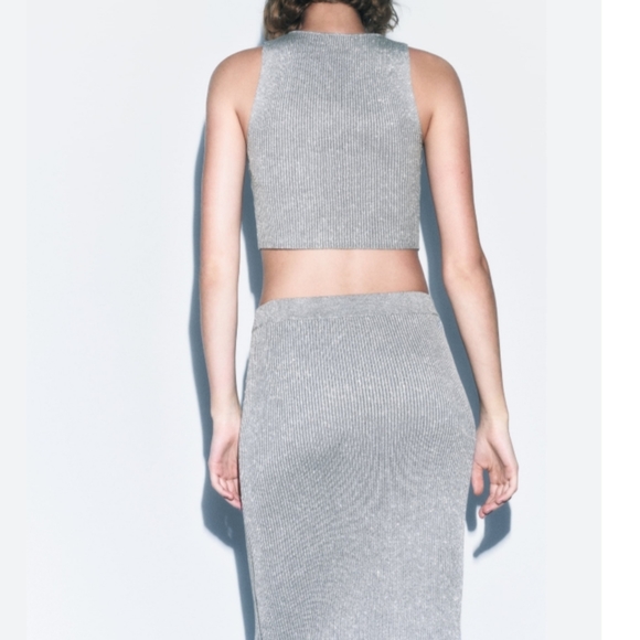🆕️ Zara Silver Metallic Thread Skirt Set - Picture 3 of 3